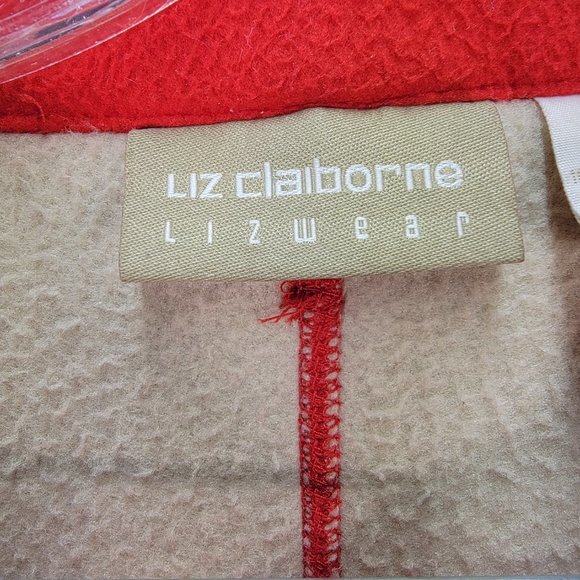 Liz Claiborne Liz Wear Red Collared Button Up Cozy Y2K Pea Coat - Picture 14 of 16